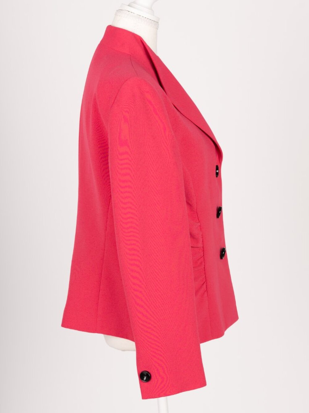 Hot Pink Ruched Portrait Collar Blazer Sz 12 Vintage Corpcore Elle Woods Barbie - Picture 6 of 14